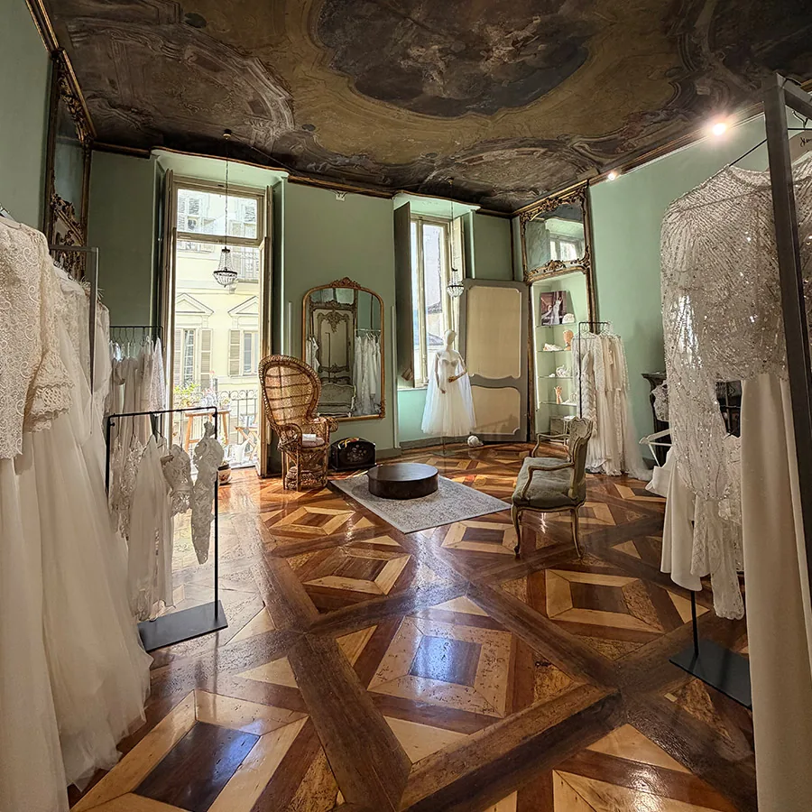 L’atelier Idea Sposa Couture al piano nobile di Palazzo Rignon in Via Po 14, Torino